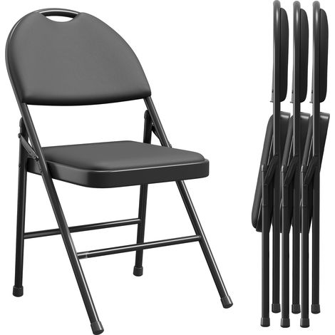 Lot De 4 Chaises Pliantes, Chaises Pliantes Salle a Manger, Chaise Pliante Confortable, Chaise Pliante Rembourrée, Chaises Pliantes pour Cuisine, Bureau, Extérieur, Jardin, Noir (1/5)