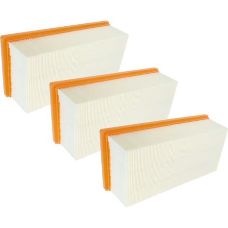 vhbw Set de 3x Filtro plisado plano compatible con Kärcher NT 65/2 Eco aspiradora industrial, aspiradora seco y húmedo - Elemento filtrante