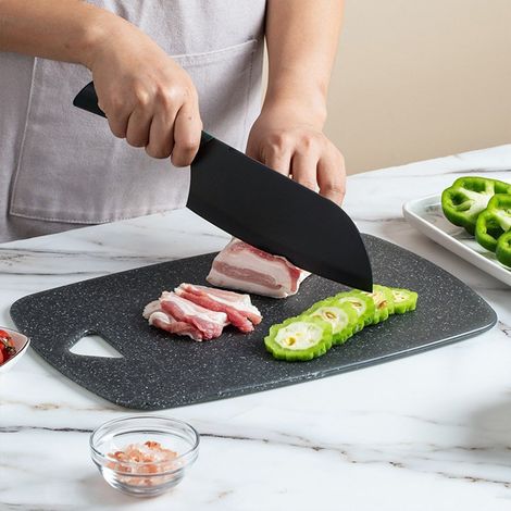 Planche À Découper - Plastique Noir - 20,5 x 15 x 1 cm - Antidérapante Avec Trou De Suspension - Pour Viande Légumes - 1 Pièce (1/5)