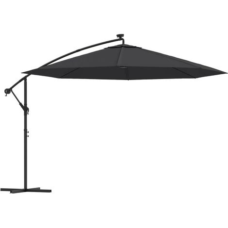 Maison Exclusive - Ombrellone a Sbalzo con Palo e Luci a LED Nero 350 cm