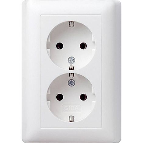 Gira Prise 2f-SCHUKO Plaque pleine Standard 55 Reinweiß m [078004], 0780 04
