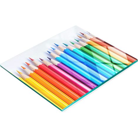 Lavagna decorativa multifunzionale in vetro per pastelli colorati, 60x52 cm, ideale per la cucina. (1/5)
