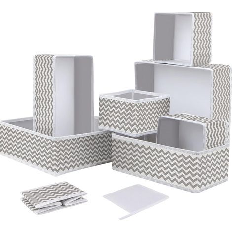 Ensemble de 8 boîtes de rangement, boîtes de rangement pliables, cubes de rangement pliables en toile de jute, organisateur de tiroir pour étagère, armoire, soutiens-gorge, chaussettes (1/5)
