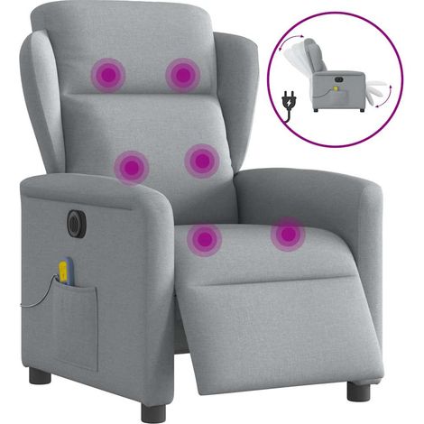 Massagesessel Elektrisch Hellgrau Stoff
