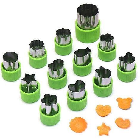 Lot de 12 emporte-pièces en acier inoxydable pour biscuits, fruits et légumes, formes d'animaux (vert) env. 2,5 x 4,2 cm (1/5)