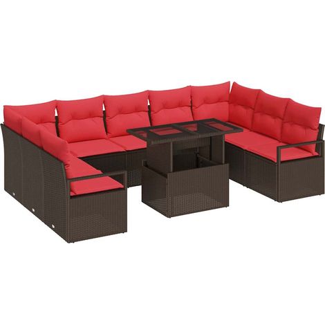 Maison Exclusive - Gartensofa-set mit Speicher 10 pcs Braun und R