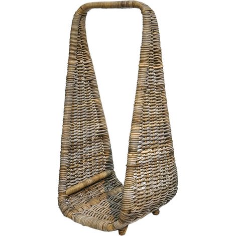 Tall Log Storage - Natural Rattan - L40 x W35 x H90 cm - Brown