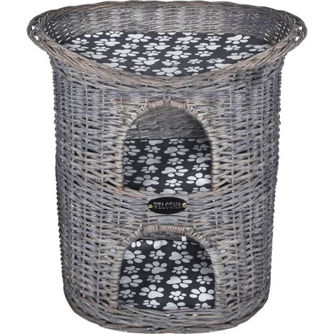 Maison Exclusive - Albero Gatti 2 Livelli in Salice Casetta/Cuccia/Tiragraffi con Cuscino