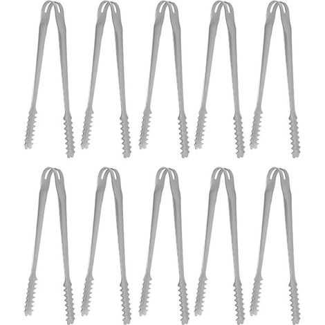 10 pinzas para helado y alimentos，de acero inoxidable，fáciles de limpiar，con agarre firme y versátiles para fiestas，barbacoa y bar (15 cm) (1/5)