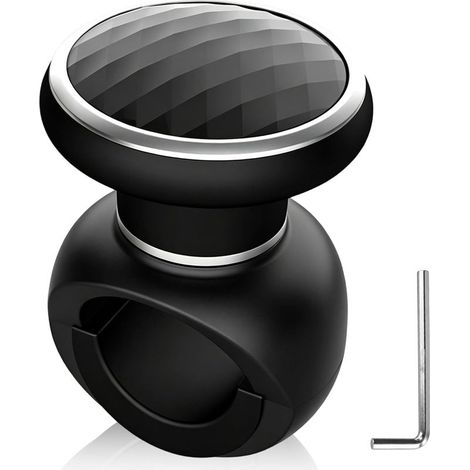 Boule de volant universelle avec roulement et clé, boule volant noire pour voiture camion tracteur bateau tondeuse, bouton de volant de voiture pour conduite et manœuvres faciles (1/5)