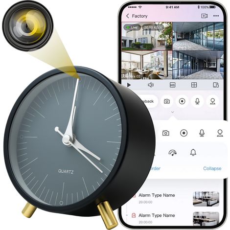 Mini reloj despertador con c谩mara WiFi GTW217
