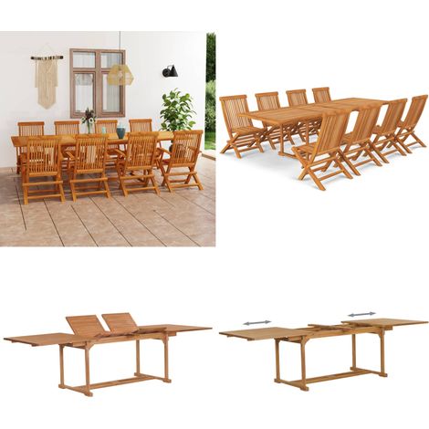 Ensemble à manger de jardin 9 pcs Bois de teck massif - Salon De Jardin - Mobilier De Jardin - Table De Jardin - Chaises De Jardin - Teck - Home & Living (1/5)