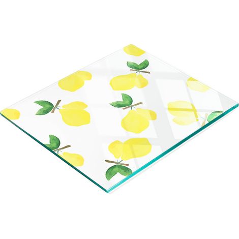 Tabla de madera templada multifuncional decorativa para cocina con diseño de limones y frutas, 60x52 cm. (1/5)