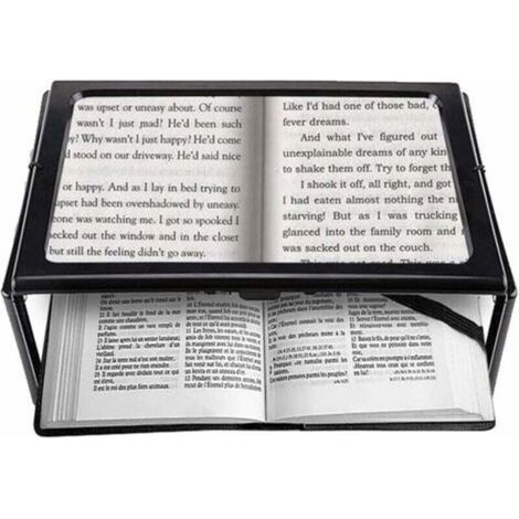 A4 Pleine Page Loupe de Lecture Loupe Sur Pied Rectangulaire Mains Libres avec 4 LED Lampe Lentille de Grossissement 3X pour Lire pour les Personnes âgées Les Aînés et Les Malvoyants de