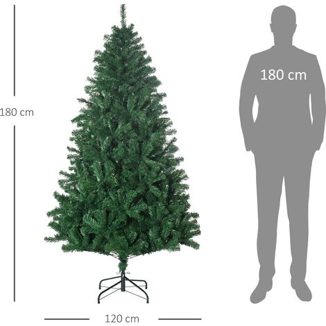 Sapin de Noël artificiel de 180 cm, sapin artificiel à 1000 branches, décoration de sapin de Noël avec support en métal pour usage intérieur (1/5)