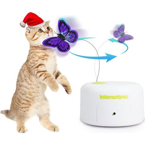 Flutter Bug ist ein bewegungsaktiviertes, schmetterlingsförmiges interaktives Katzenspielzeug für den Innenbereich mit einem um 360° drehbaren Schmetterling, Sensormodus und zwei blinkenden Schmetterl (1/5)