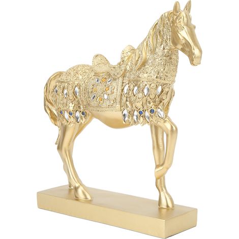 Figurine et statue de cheval doré décoratives pour la maison ou le bureau. (1/5)