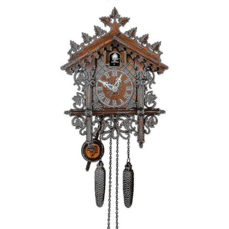 Horloge à coucou traditionnelle en bois, style cabane forestière, fabriquée à la main, à pendule et à quartz, à fixer au mur, pour le Black Friday 2023 (1/5)