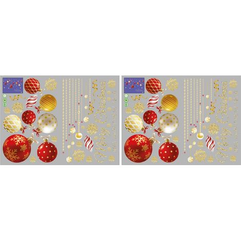 Lot de 2 Autocollants Muraux de Noël Rouges Stickers Décoratifs Amovibles pour Fenêtres et Murs Accessoires de Fête pour Décoration Intérieure de Chambre et Armoire (1/5)