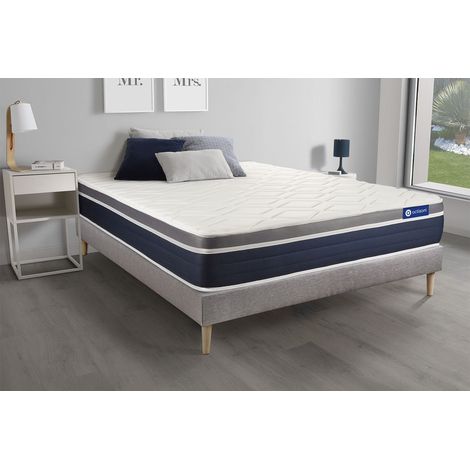 Somier gris + Colchón con látex y espuma viscoelástica 120 x 210