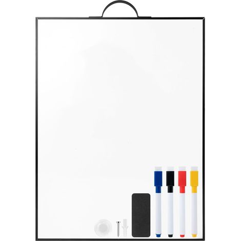 Tableau blanc magnétique 40 x 30 cm, mini tableau A3 avec poignée, fixation murale, cadre en aluminium, tableau magnétique noir portable, idéal pour le bureau, la maison, la cuisine, la résidence (1/5)