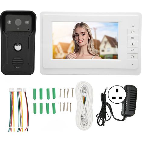 Interphone vidéo 7 pouces avec caméra, vision nocturne, écran LCD HD, mains libres et moniteur filaire 100-240 V (1/5)