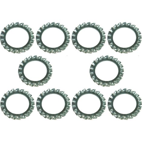 10x Rondelle évantail plate à denture extérieure rondelle frein dentelée en acier zingué DIN 6798 forme A Dent Blocage Fixation Vis Boulon Quincaillerie Electricité, M18x30x1,4mm