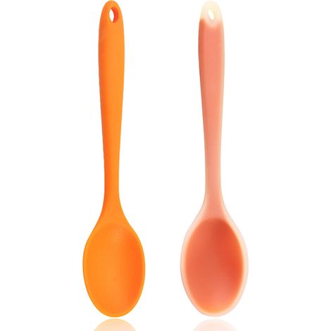 Cuillères en silicone, cuillères à badigeonner en silicone résistant à la chaleur, cuillère de service antiadhésive pour mélanger et beurrer (1/5)