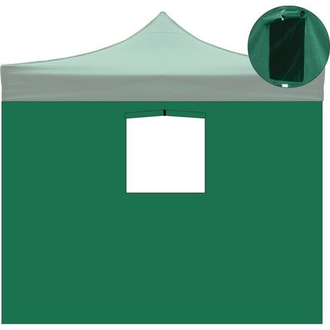 Telo laterale 3x2mt verde impermeabile con finestra per gazebo richiudibile 3x3mt