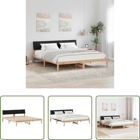 Plattformbett - Bettgestell Braun und Schwarz 200 x 200 cm Massivholz Kiefer (1/5)