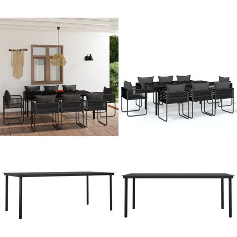 Ensemble à manger de jardin 9 pcs Noir - Ensemble de repas extérieur - Table de jardin