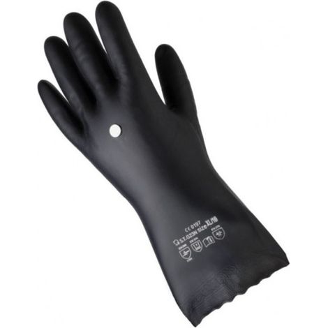 Guante negro de PVC para trabajos de precisión, disolventes y fuel, talla 10