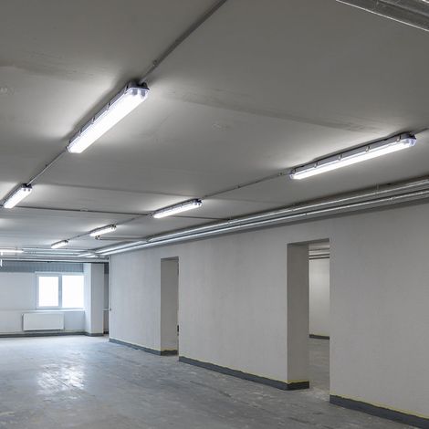 LED Wannenleuchte Hallenlampe Garagenleuchte Feuchtraumleuchte Deckenlampe, strahlwassergeschützt, 48W 5760lm 6500K kaltweiß, L 150 cm, 6er Set