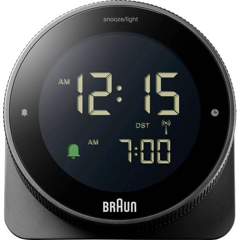 [GEBRAUCHT] B-Ware Braun Wecker Funkwecker Uhr Digital Tischuhr Schwarz Batterie Alarmzeit Box