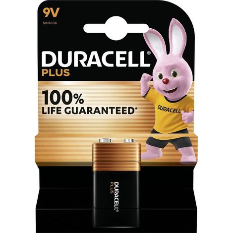 Pile alcaline 9V Duracell Plus-9V B1 – Longue durée jusqu'à 100% plus – Pour appareils photo, jouets, lampes de poche – 1 pc