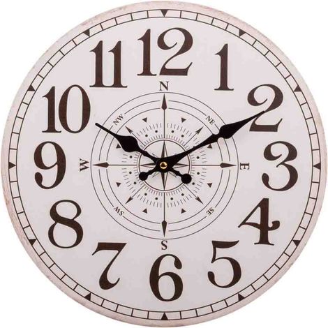 Reloj de pared de madera blanco d34x2 (1/4)