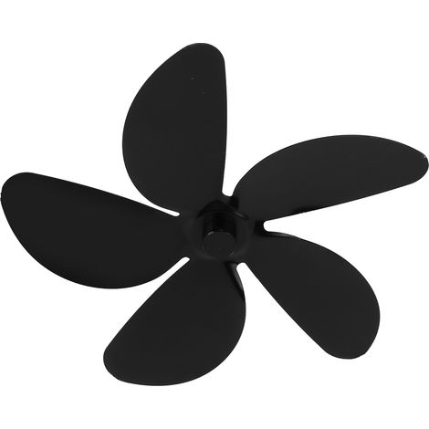 Ventilateur de cheminée à pales en alliage d'aluminium universel, 5 pales, noir, alimenté par la chaleur (1/5)