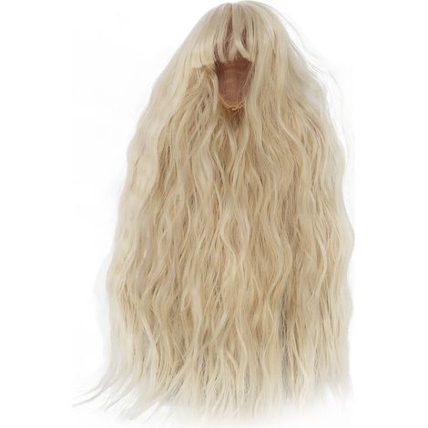 Perruque de remplacement DIY en fil haute température, longue ondulée, couleur blond clair, pour poupée de 8,3 à 9,4 pouces (1/3) (1/5)