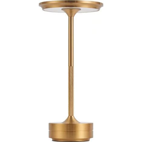 Wiederaufladbare batteriebetriebene kabellose Tischlampe, 2600-mAh-Akku, 3 Farbmodi, stufenloses Dimmen mit Touch, moderne Schreibtisch-/Bett-/Kinderzimmerlampe (Gold)