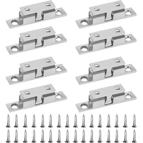 Lot de 8 loquets à double bille réglables pour portes de meubles et d'armoires, avec vis (1/5)