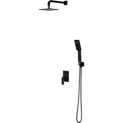 OMNIRES Baretti - Set de douche avec mitigeur encastré, corps d’encastrement, 20x20 cm, 3 jets, noir mat SYSBA10BL (1/5)