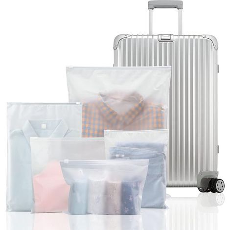 Set di sacchetti organizer da viaggio - 25 sacchetti trasparenti con cerniera - Sacchetti organizer per bagagli per riporre vestiti, biancheria intima, scarpe e cosmetici - Riutilizzabili (1/5)