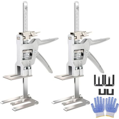 Lot de 2 outils de levage de bras avec échelle - Avec fonction de levage lent et rapide - Pour meubles, portes, planche - Capacité de levage de 200 kg