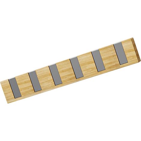 Porte-Manteau Mural en Forme de Touche de Piano - Crochets Pliables et Étanches - Finition Imitation Bois - Sans Perçage - Pour Salle de Bain - Aspect Bois Naturel (1/5)