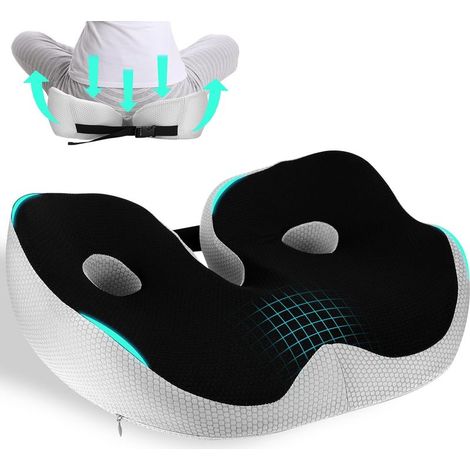 Coussin orthopédique en mousse à mémoire de forme Coccyx, coussin de bureau ergonomique, largeur de coussin de siège réglable, coussin pour soulager les douleurs des hanches et du coccyx, pour le (1/5)