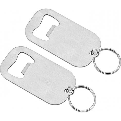 BEBUSINGOTO Porte-clés ouvre-bouteille en acier inoxydable, 2 pièces grand blanc argenté (1/5)