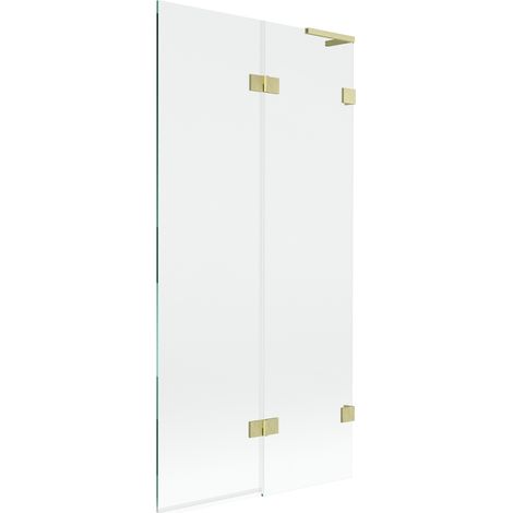 Paroi de baignoire Mexen Lunar L à 2 volets droite 90 x 150 cm, transparent, or brossé - 897L-090-100-55-00-P (1/5)