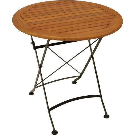 Klapptisch HOFGARTEN 75cm rund, Flachstahl schwarz + Eukaylptus, FSC®-zertifiziert (1/5)