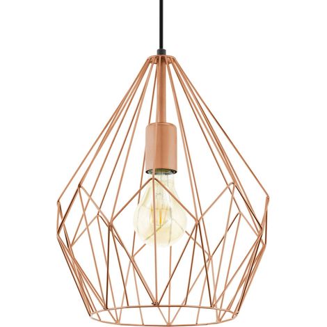 Eglo Lampada a sospensione Carlton, lampada a sospensione a uno punto luce vintage, lampada a sospensione retrò in acciaio, rame, attacco E27 (1/5)