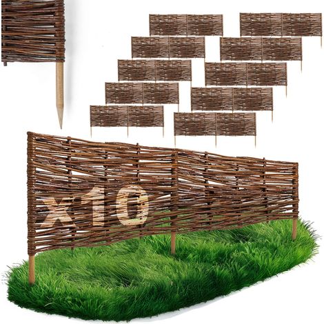 Lot de 10 Bordures Osier Bogateco Saule Naturel 120x30 cm